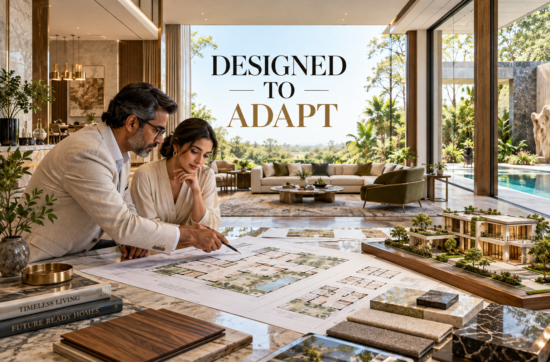 • Future-ready luxury home design in India with adaptable family spaces, private zones, accessible circulation and flexible room planning.
