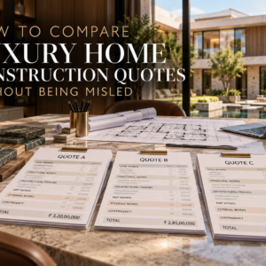 Construction quote comparison for a luxury home showing scope, exclusions, allowances and risk before contractor appointment.