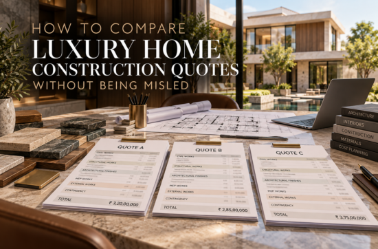Construction quote comparison for a luxury home showing scope, exclusions, allowances and risk before contractor appointment.
